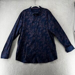 Steel & Jelly Floral Button Down Shirt‎ Long Sleeve British Design Flip Cuffs XL